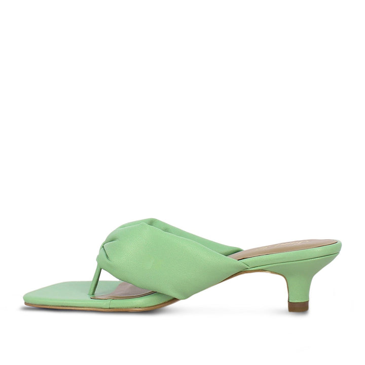 Amorina Mint Leather Puffy Thong Dress Sandals