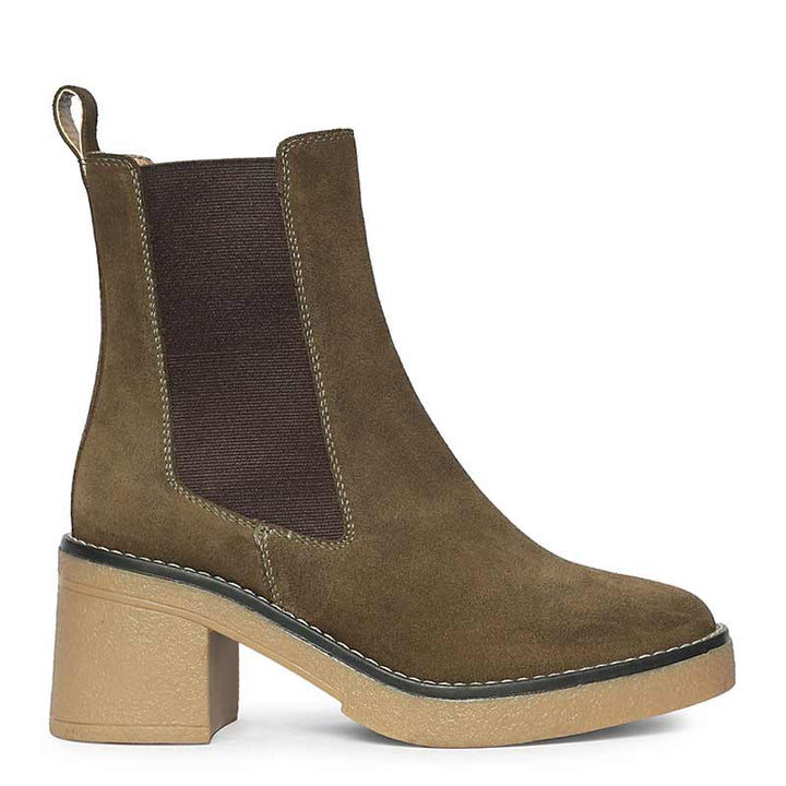Saint Betsy Olive Suede Leather High Ankle Boots