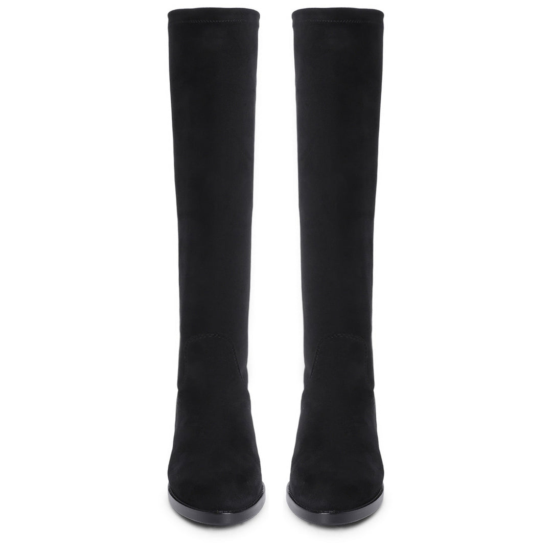 Saint Amy Black Stretch suede Leather Knee High Boots - SaintG