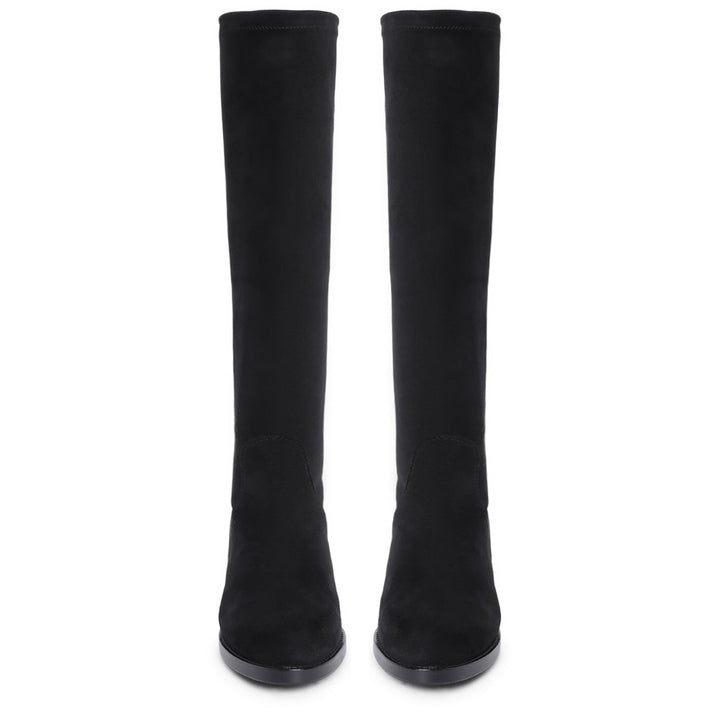 Saint Amy Black Stretch suede Leather Knee High Boots - SaintG