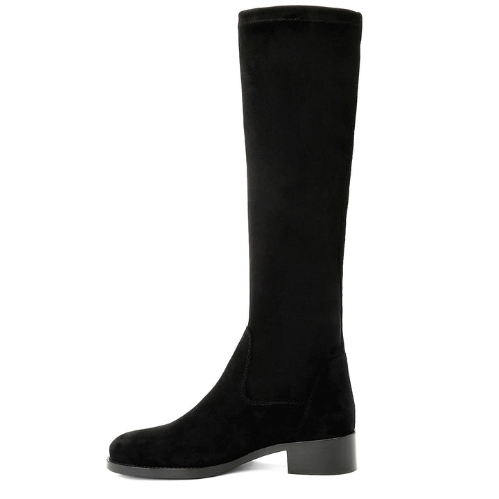 Saint Amy Black Stretch suede Leather Knee High Boots - SaintG