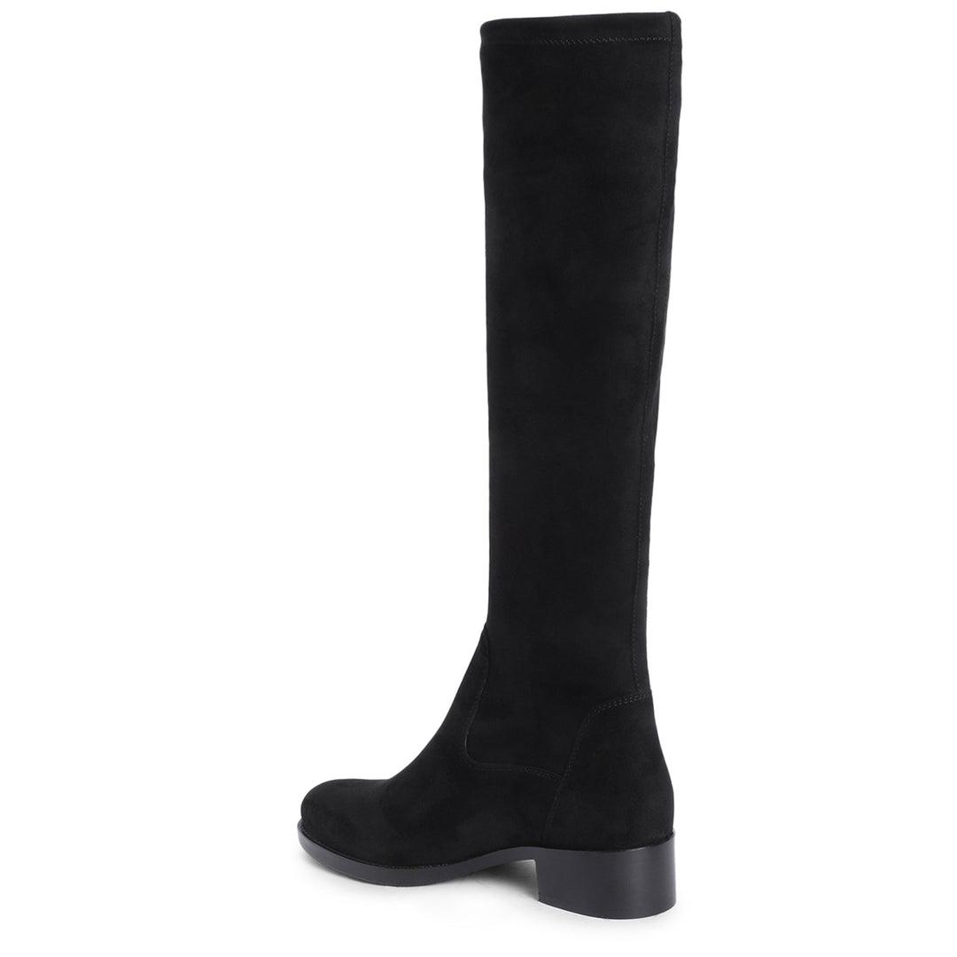 Saint Amy Black Stretch suede Leather Knee High Boots - SaintG