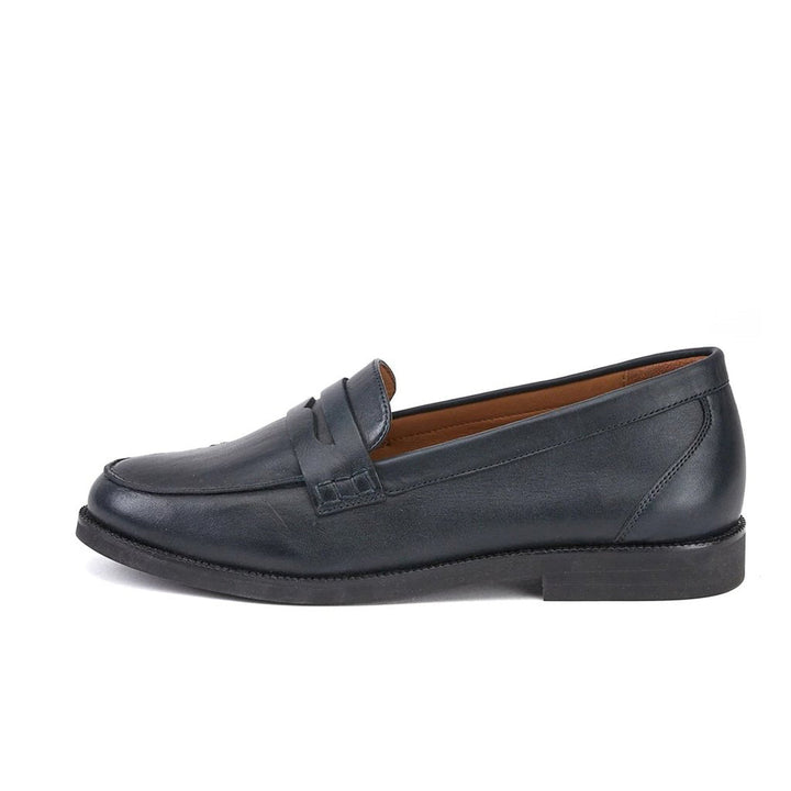 Saint Alena Dark Navy Leather Moccasins - SaintG