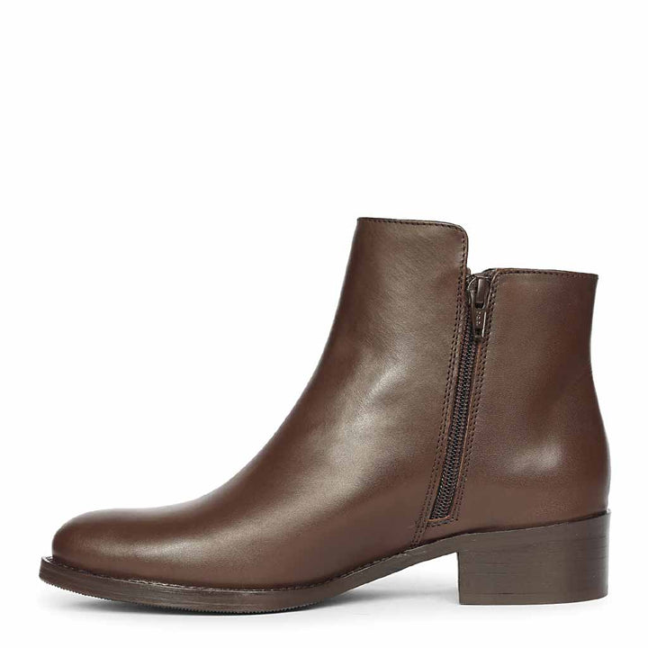 Saint Imelda Brown Leather Handcrafted Side Zippers Ankle Boots