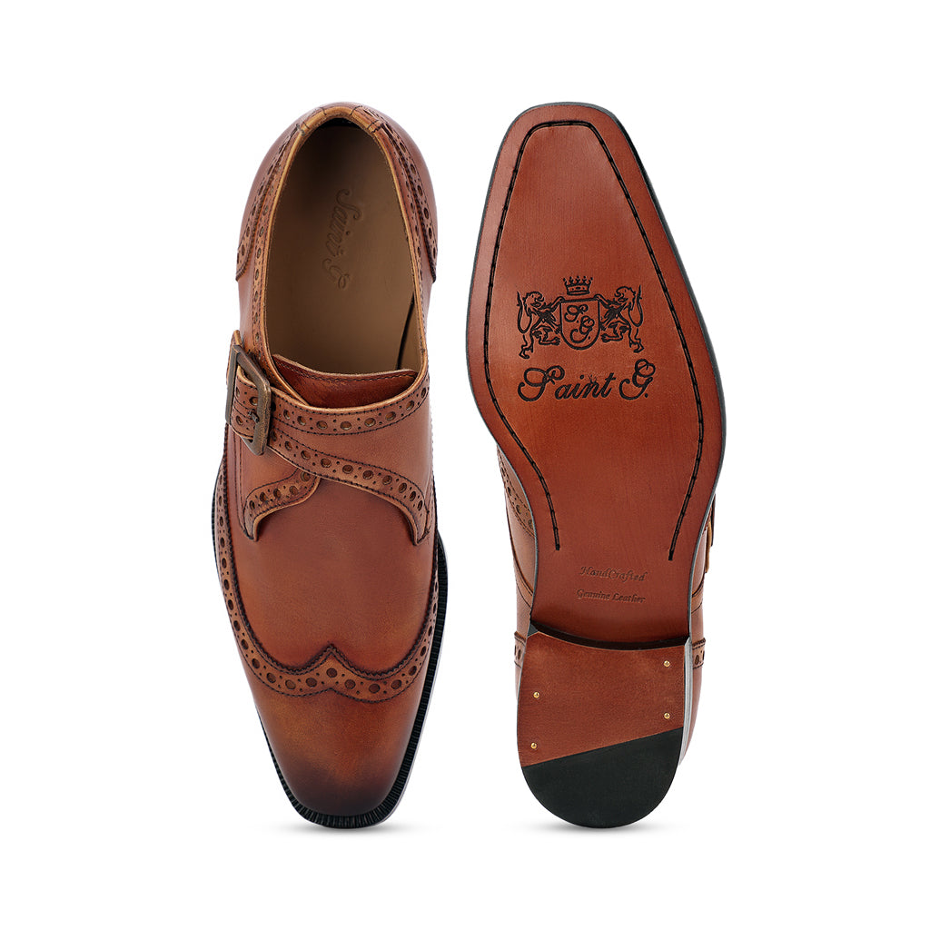 Saint Gerardo Tan Leather Single Monk Brogue