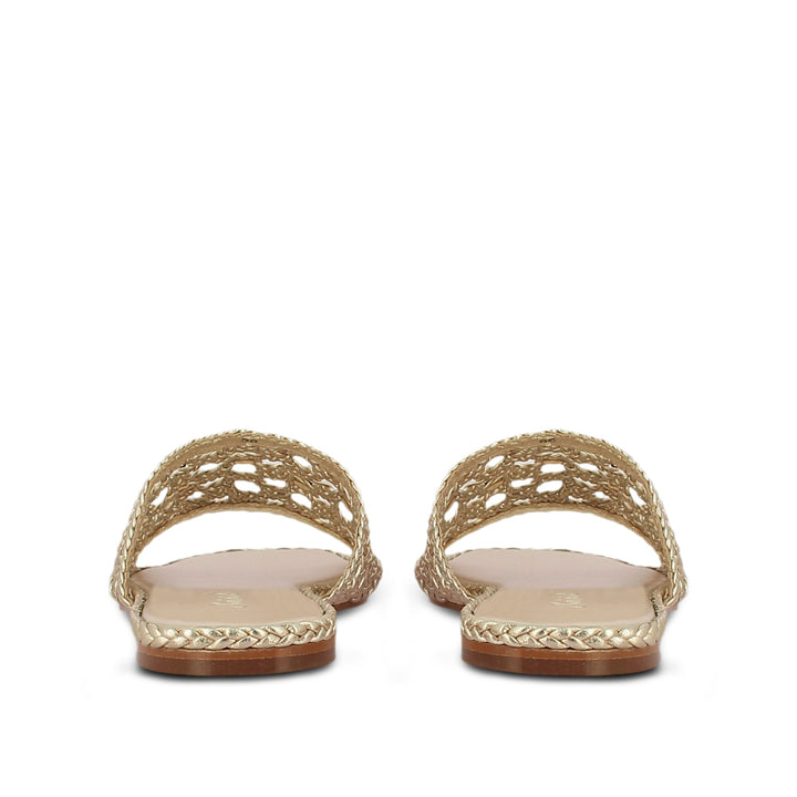 Sleek Saint Giada Platin Handcrafted Leather Woven Slides - Elegant comfort in every step, crafted with precision and style