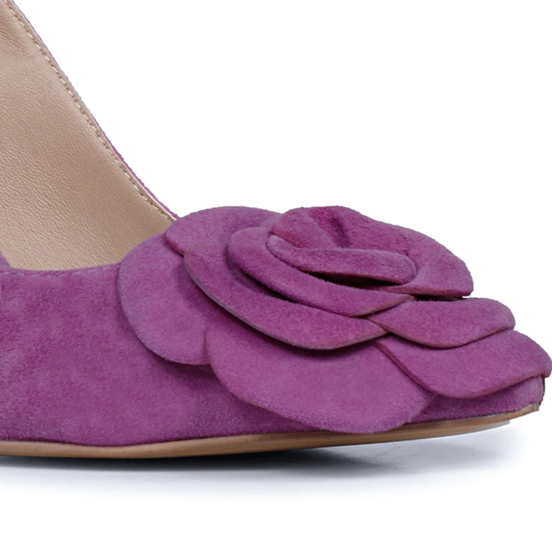 Stunning Saint Naiya Purple Pumps - Suede heels adorned with beautiful flowers. Your go-to choice for fashion-forward flair