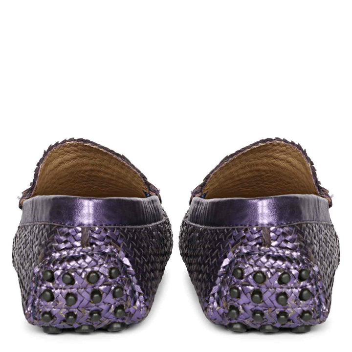 Saint Lucy Purple Woven Leather Loafers