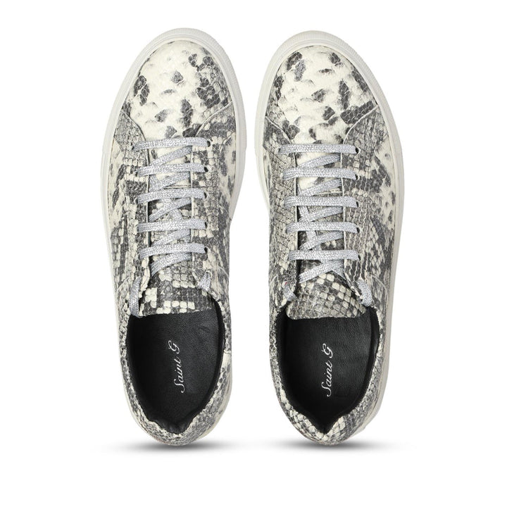 Saint Elined Grey Python Print Leather Sneakers - SaintG