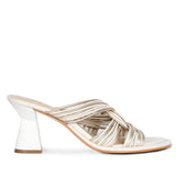 Saint Hailey White & Gold Leather Knotted Strap Heels