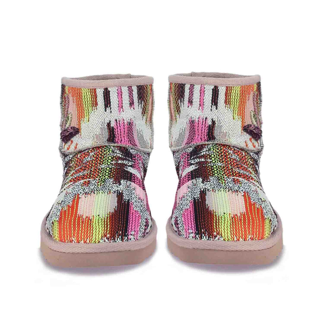 Saint Felice Embroidered Italian Fabric Snug Boots - Stylish and comfortable boots with intricate embroidery, perfect for a fashionable statement