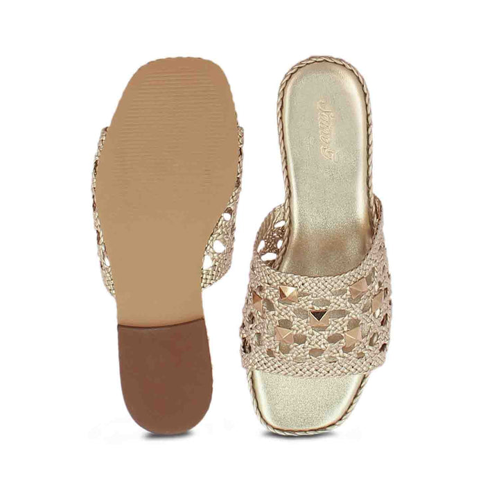 Sleek Saint Giada Platin Handcrafted Leather Woven Slides - Elegant comfort in every step, crafted with precision and style