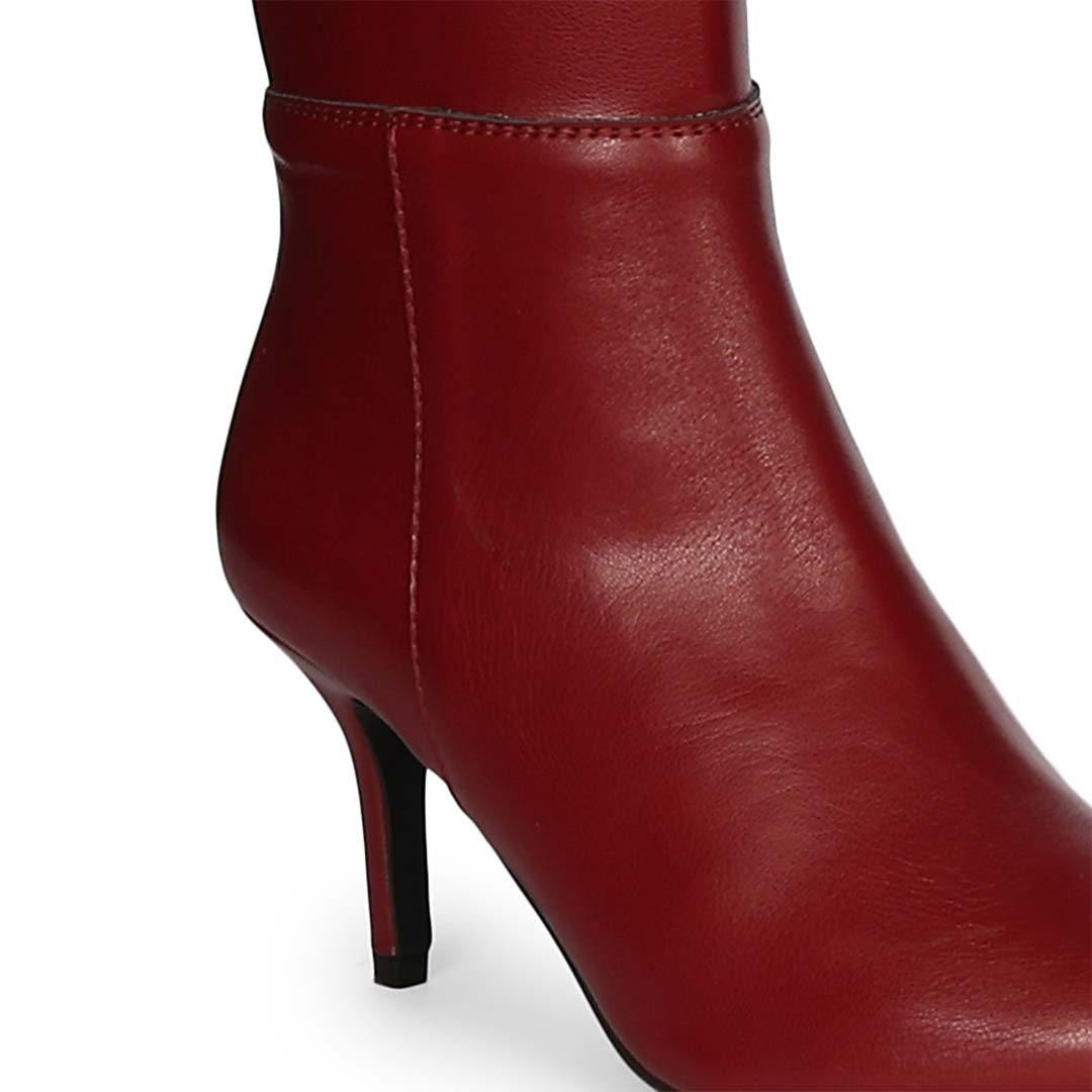 Saint Elodie Maroon Stretch Napa Thigh High Boots