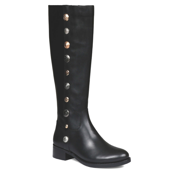 Saint Adriano Black Leather Knee High Boots - SaintG