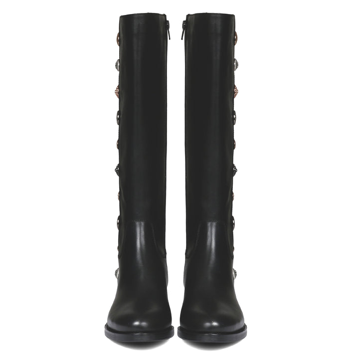 Saint Adriano Black Leather Knee High Boots - SaintG