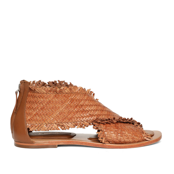 Saint Filomena Tan Woven Leather Sandals