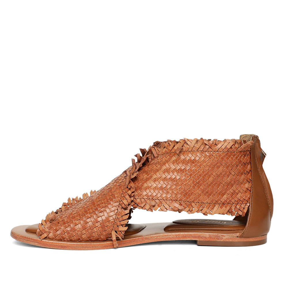 Saint Filomena Tan Woven Leather Sandals