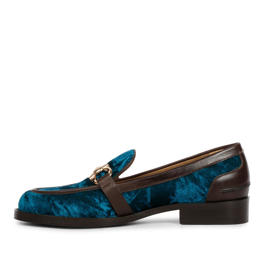 Saint Cinzia Green Velvet Moccasins