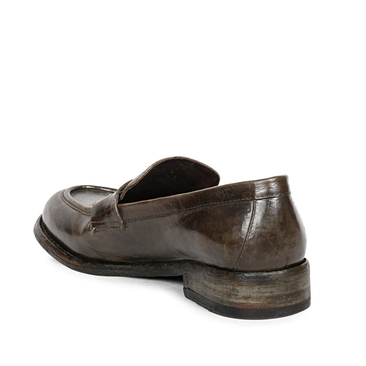 Saint Micola Khaki Leather Washed Moccasins