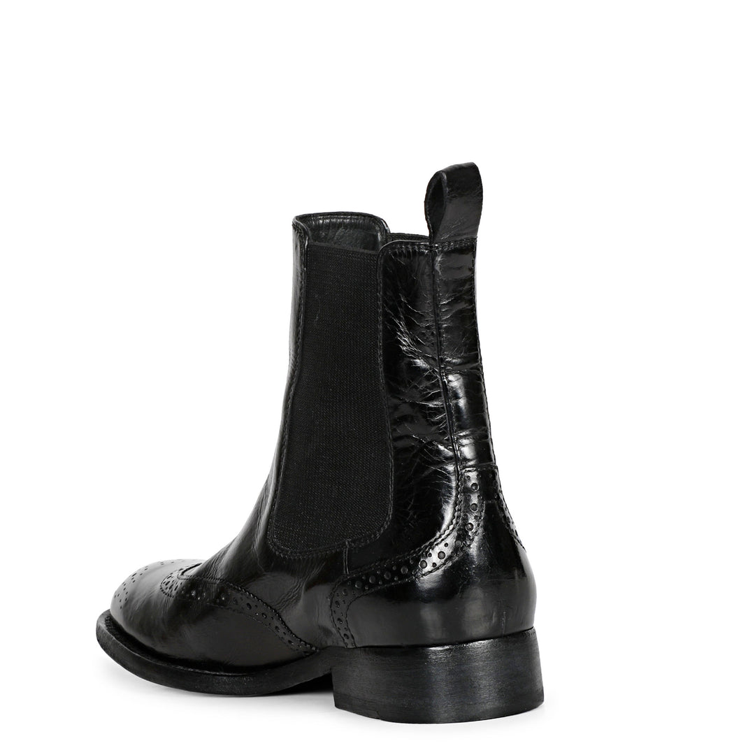 Saint Santina Black Leather Ankle Boots