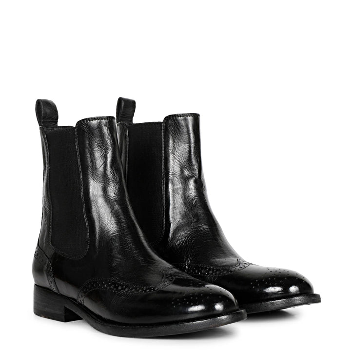 Saint Santina Black Leather Ankle Boots