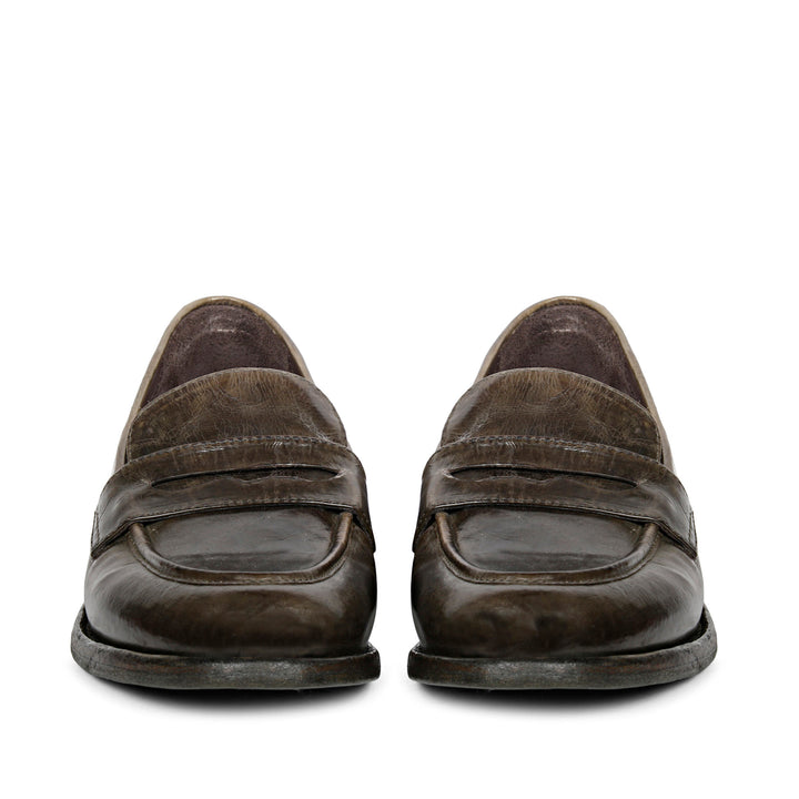 Saint Micola Khaki Leather Moccasins