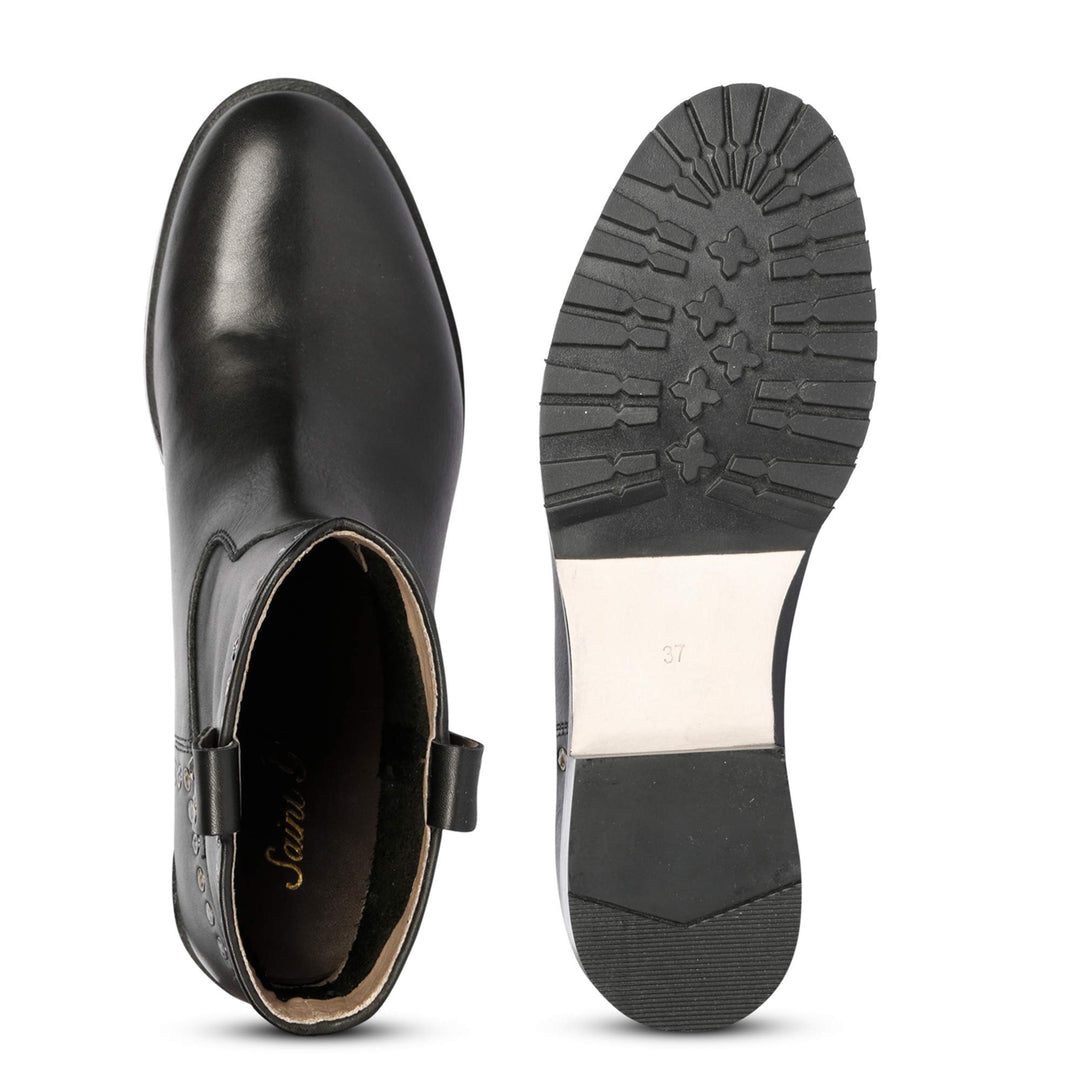 Saint Noemi Black Leather Ankle Boots