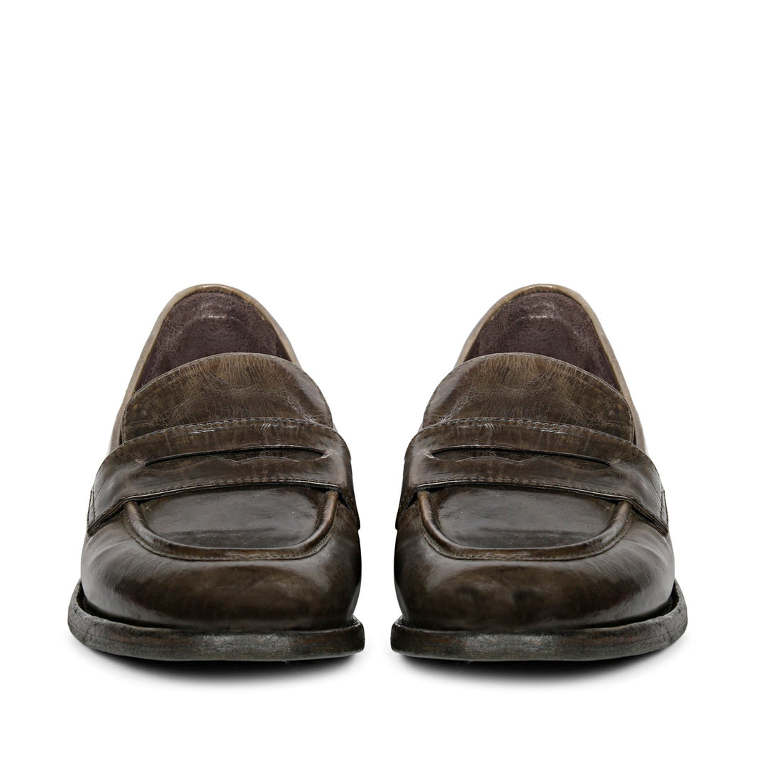 Saint Micola Khaki Leather Washed Moccasins