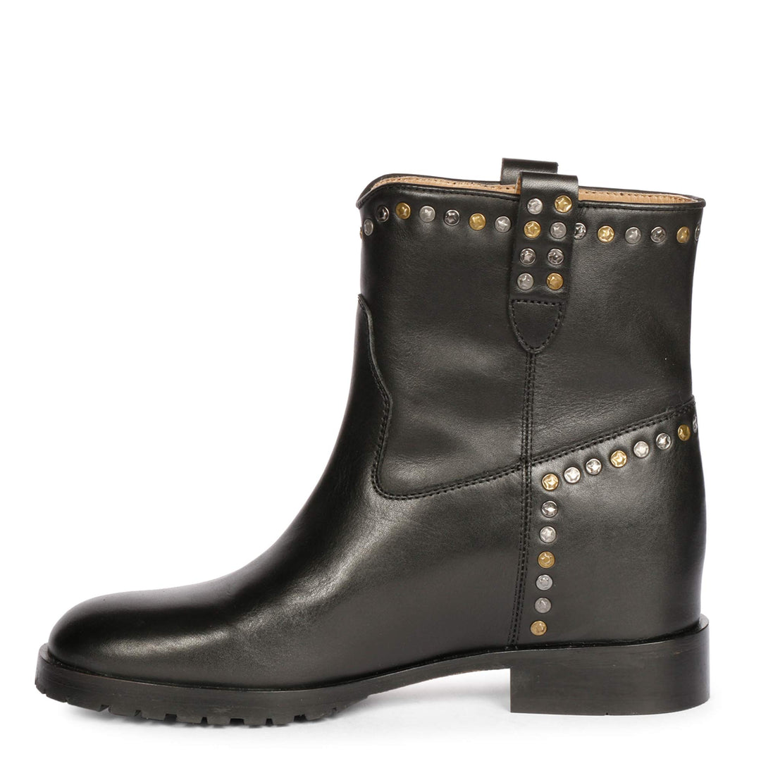 Saint Noemi Black Leather Ankle Boots