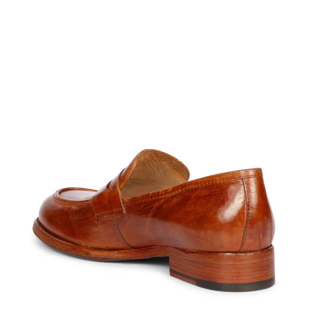 Saint Micola Cognac Leather Washed Moccasins