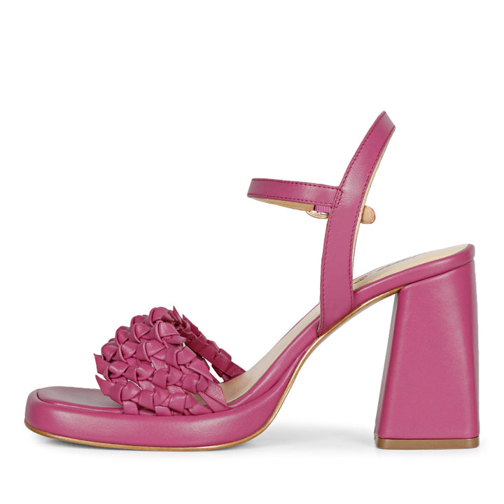 Fuxia Leather Block Heels by Saint Joy - Stylishly handcrafted for a touch of luxury.