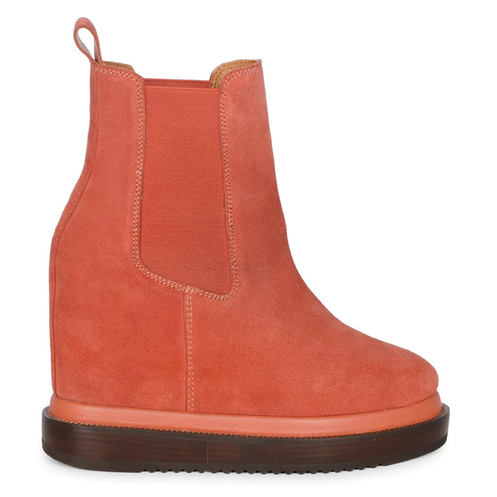 Saint Sylvie Orange Suede Leather Inner Wedge Heel Boots