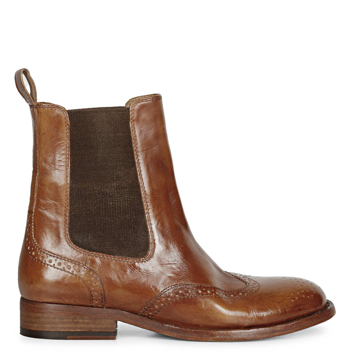 Saint Santina Cognac Leather Ankle Boots