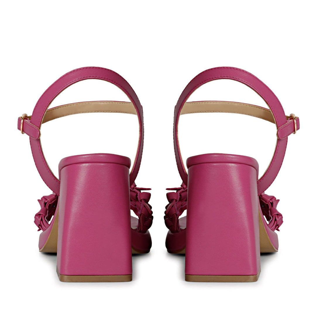 Fuxia Leather Block Heels by Saint Joy - Stylishly handcrafted for a touch of luxury.