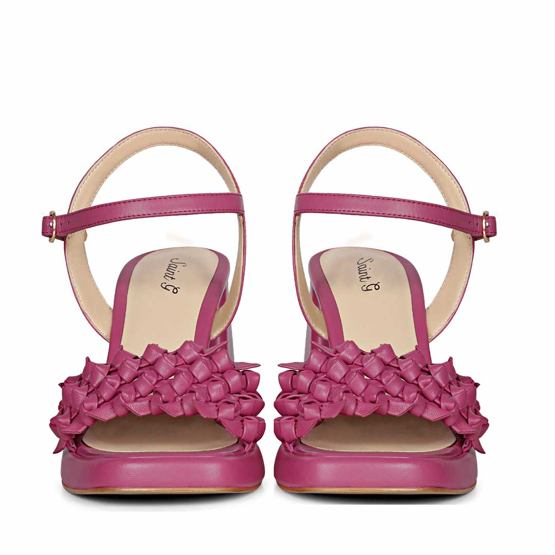 Fuxia Leather Block Heels by Saint Joy - Stylishly handcrafted for a touch of luxury.