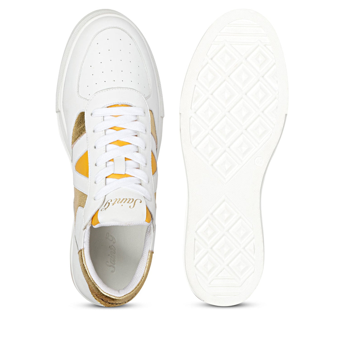 Felix White & Yellow Leather Sneakers