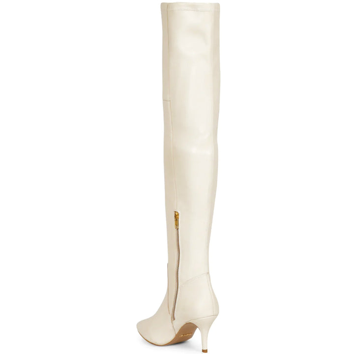 Saint Brigitte Off White Stretch Napa Thigh High Boots