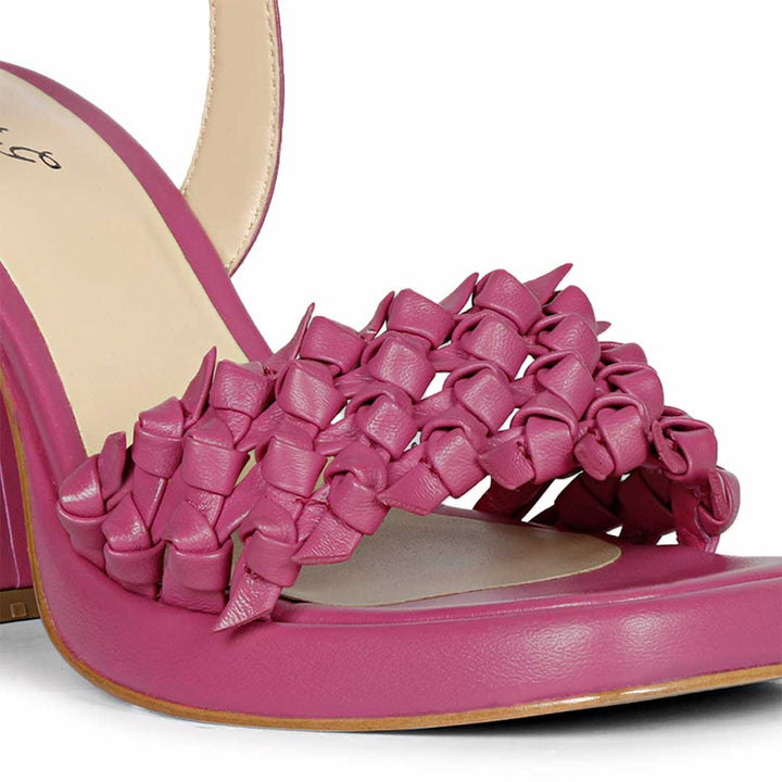 Fuxia Leather Block Heels by Saint Joy - Stylishly handcrafted for a touch of luxury.