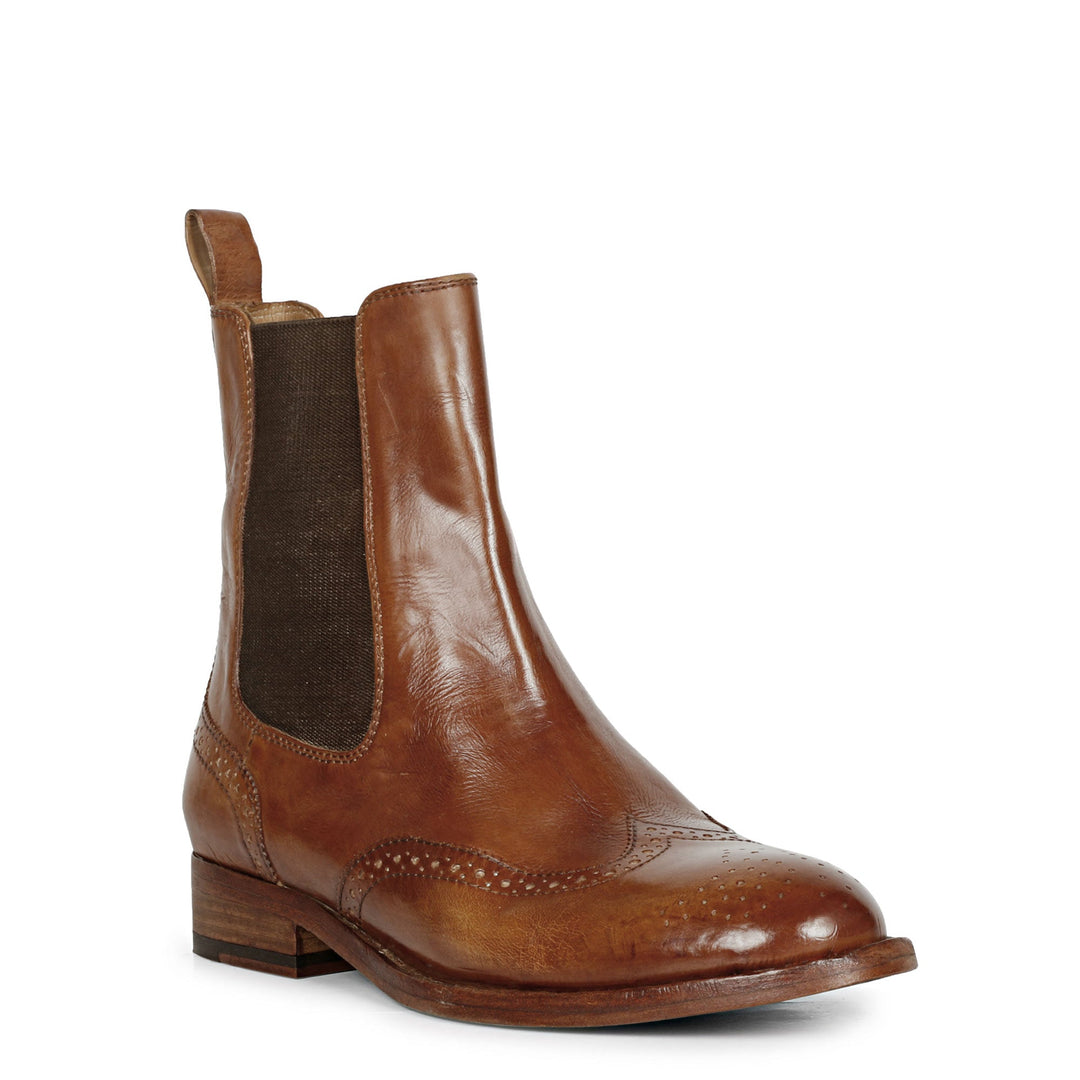 Sleek and stylish SAINT SANTINA COGNAC LEATHER WASHED ANKLE BOOTS for a timeless look. Crafted with quality and sophistication