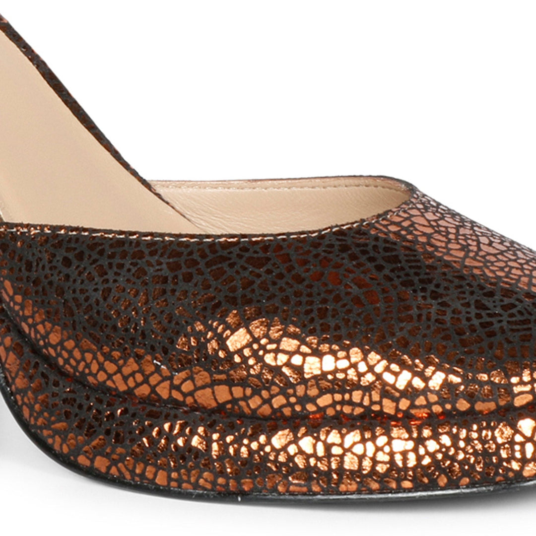 Saint Emma Metallic Bronze Leather Block Heels 37 / Metallic Bronze Saint Emma Metallic Bronze Leather Block Heels 37 / Metallic Bronze