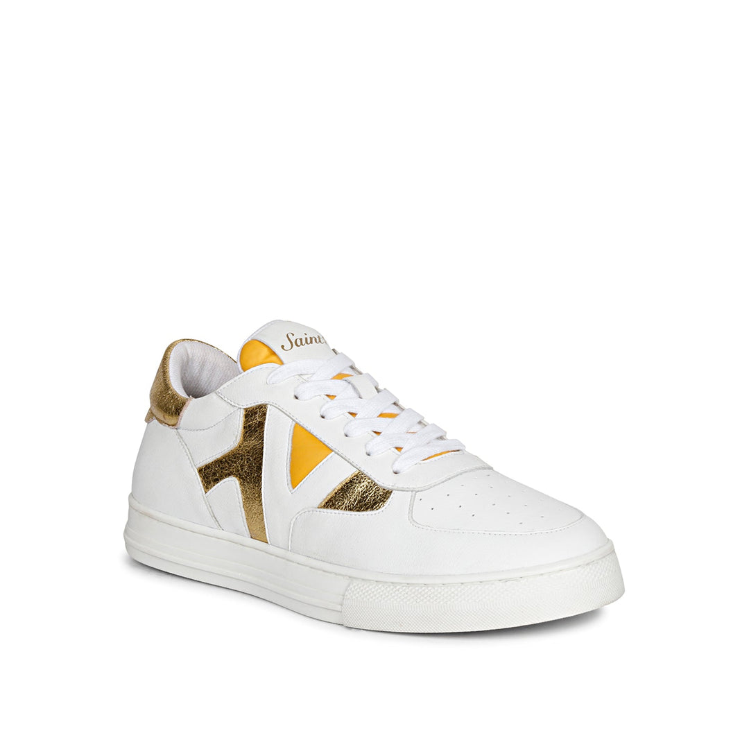 Saint Felix White & Yellow Leather Sneakers