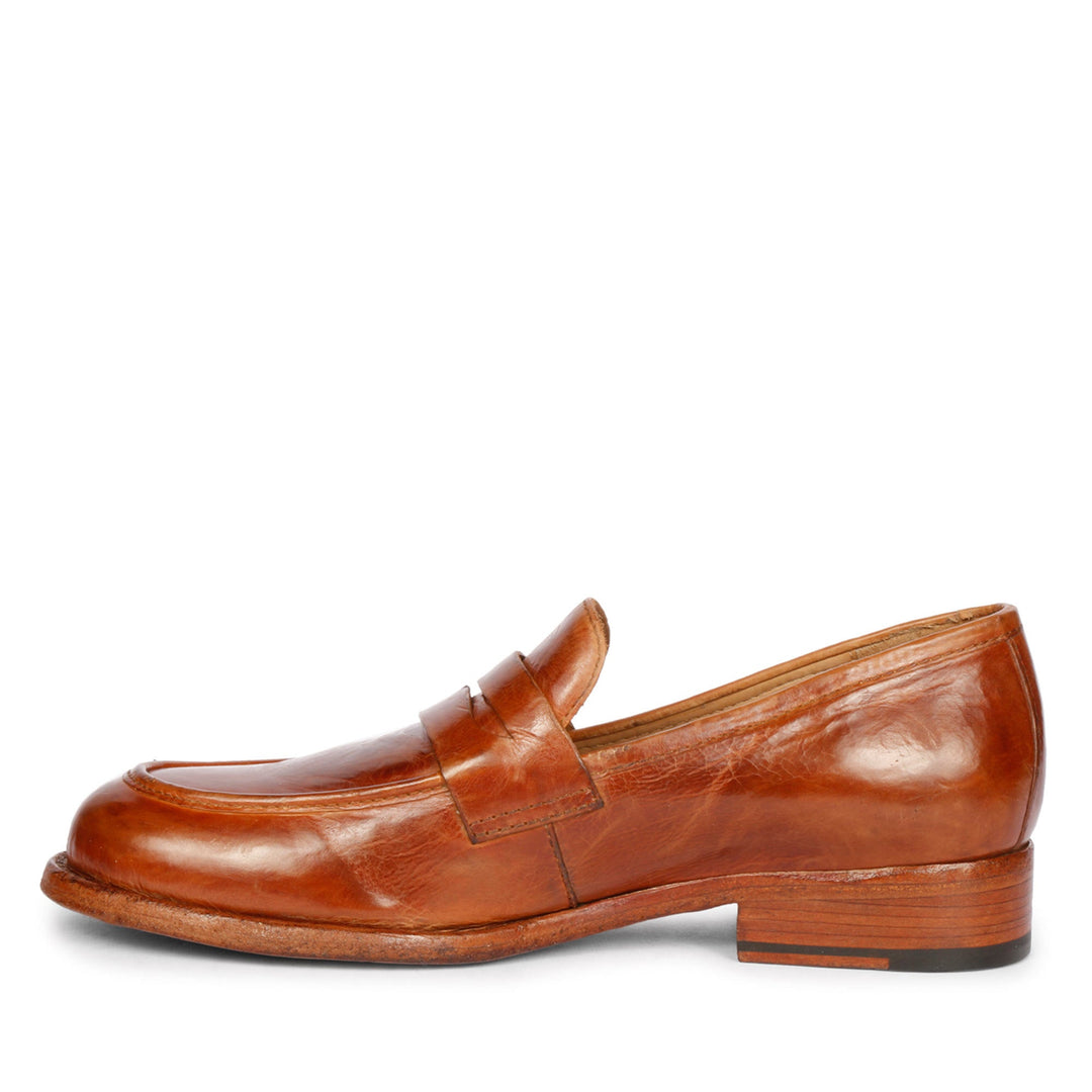 Saint Micola Cognac Leather Washed Moccasins