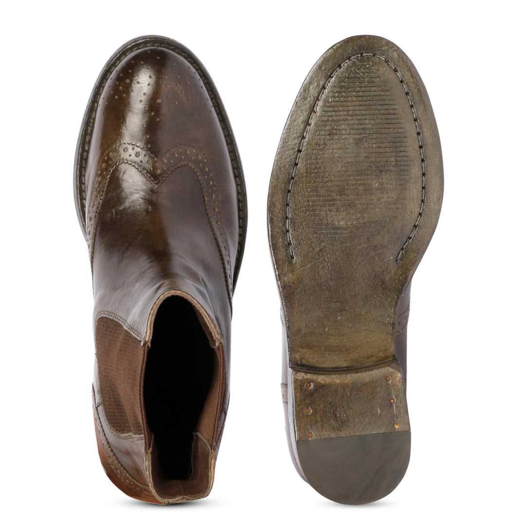 Saint Santina Khaki Leather Ankle Boots