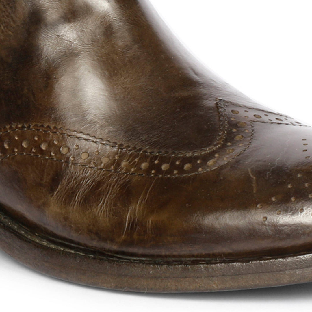 Saint Santina Khaki Leather Ankle Boots