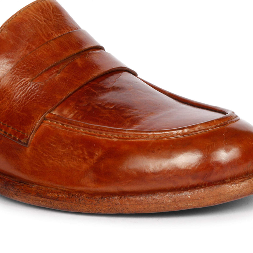 Saint Micola Cognac Leather Washed Moccasins