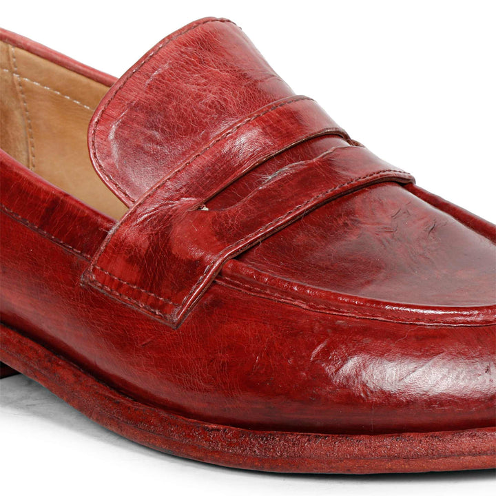 Saint Micola Red Leather Moccasins