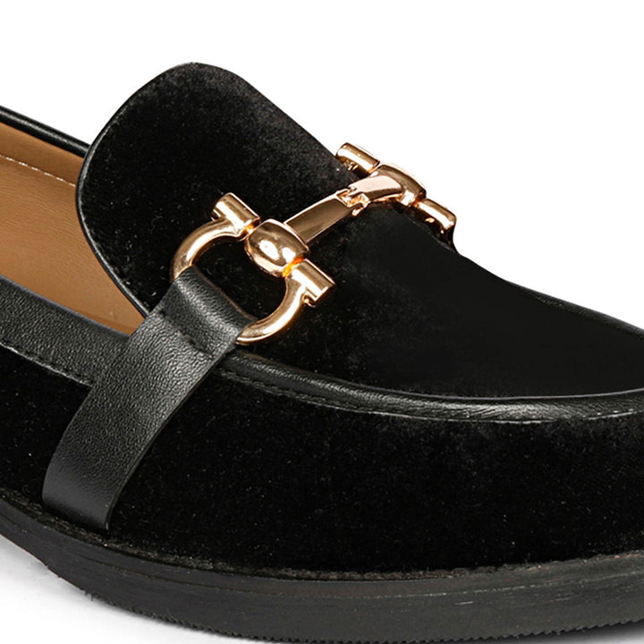 Saint Cinzia Black Velvet Moccasins