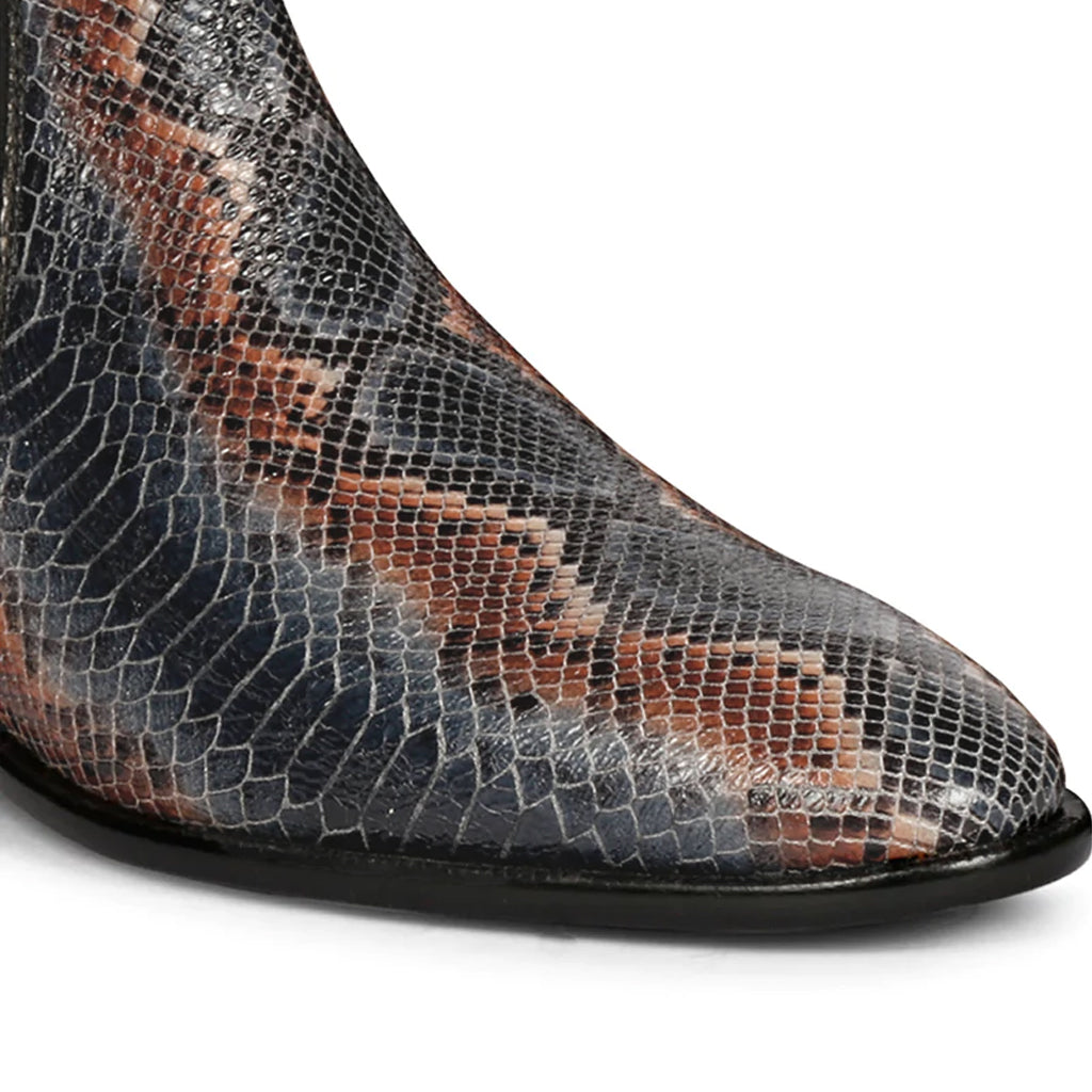 Saint Rory Blue Snake Print Leather Chelsea boot