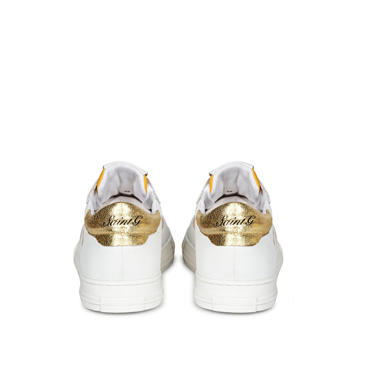 Saint Felix Unisex White & Yellow Leather Sneakers