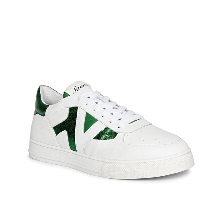 Saint Elliot White & Green Leather Handcrafted Sneakers